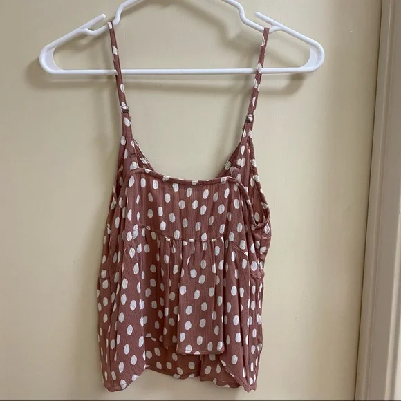 Abercrombie fitch nwt pink polka dot peplum babydoll tank XS - Picture 2 of 6